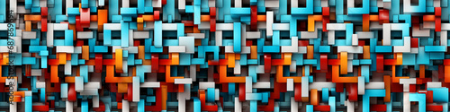 Seamless pattern. Modern trendy hi-tech geometric abstract background. High quality ultra wide art, header, social media post, graphic element, banner, print, texture, wallpaper. Generative Ai content