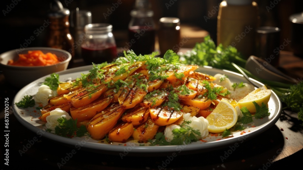 A plate of food with carrots and other vegetables