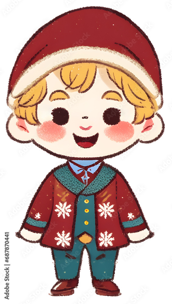 cute boy with blond hair, in Christmas winter clothes cute boy with blond hair, in Christmas winter clothes