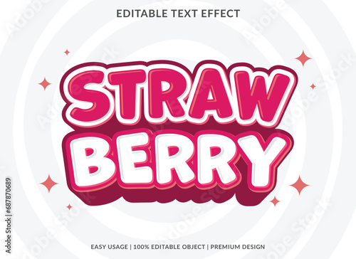strawberry editable text effect template use for business brand and logo