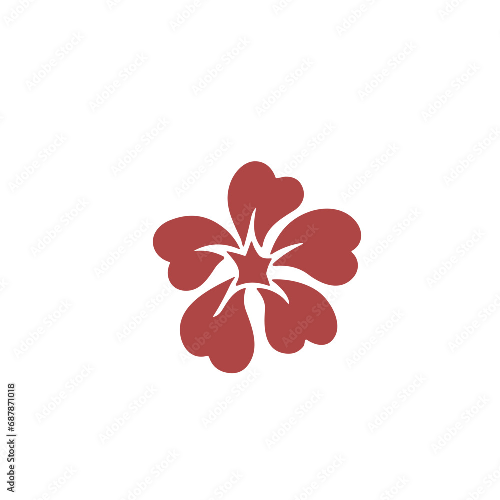 red flower vector hand draw art