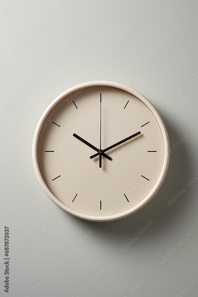 Big beautiful stylish clock hanging on light background, space for text Big beautiful stylish clock hanging on light background, space for text