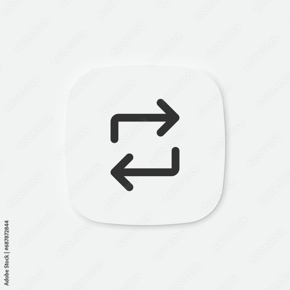 Arrow repeat icon. Reload square signs. Reset, refresh symbol. Rotate button icons. Vector isolated sign. Arrow repeat icon. Reload square signs. Reset, refresh symbol. Rotate button icons. Vector isolated sign.