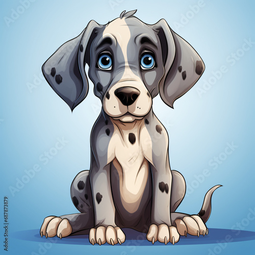 Cute Cartoon Great Dane Puppy