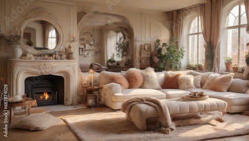 _cozy warm home interior ofachic country
