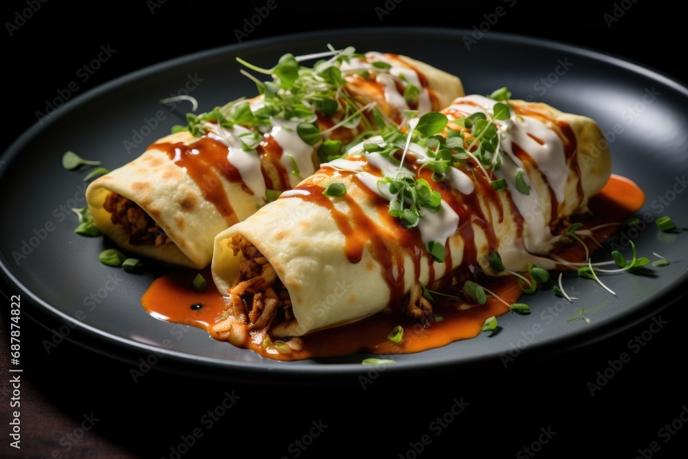 Chili Chicken Crepes Baked with Cheese Sauce