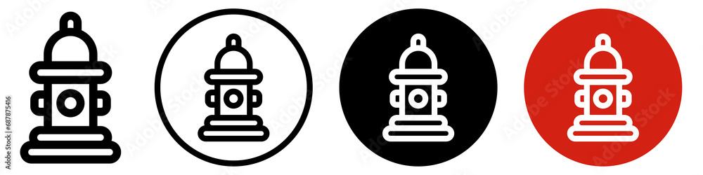 Fire hydrant icons set. Fire hydrant icons set.