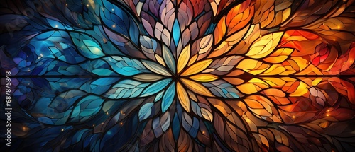 Kaleidoscope Style Backgrounds feature mirrored, repeated patterns—colorful and intricate. A visual dance of vibrant symmetry. © Spacemid