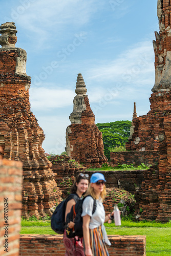 Ayutthaya history park and blurred tourists