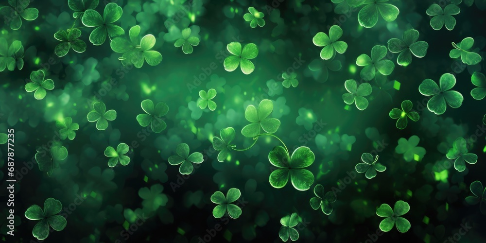 Shamrocks on a green background celebrate St. Patrick's Day. Shamrocks on a green background celebrate St. Patrick's Day.