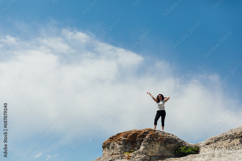 woman hiking on the mountain nature travel walk woman hiking on the mountain nature travel walk