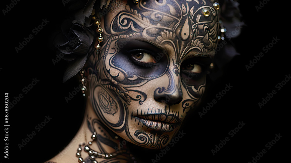 Day of the Dead Girl. Generative AI, non-existent person.	