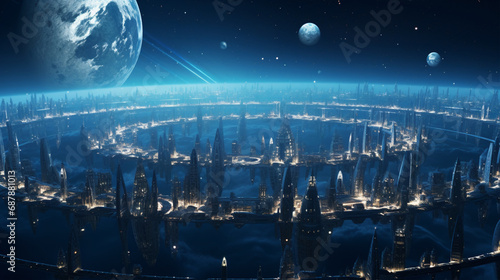 Obraz na płótnie alien planet in space w salonie