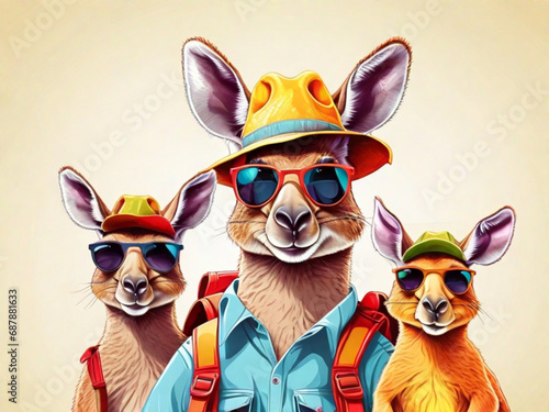 Poster colorato con animali - canguri photo