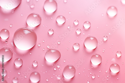 water drops in pink background. cosmetic moisturizing liquid
