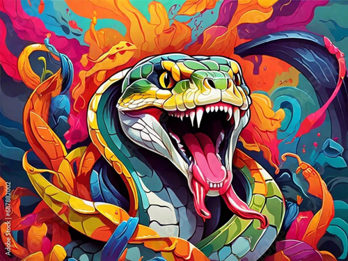 Poster colorato con animali - serpente