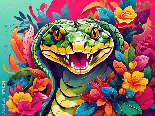 Poster colorato con animali - serpente