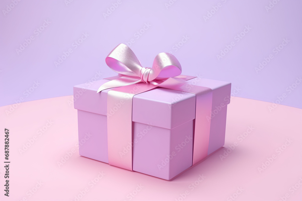 top view pink gift box on the pink background with copy space