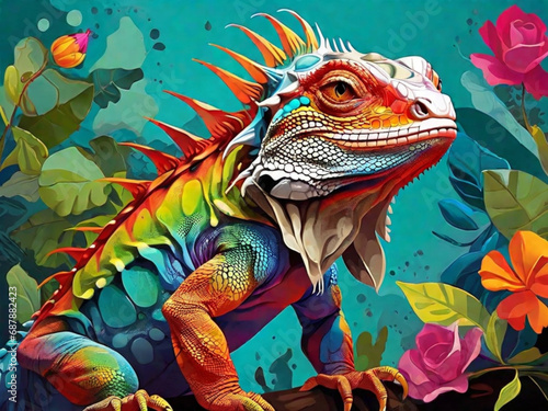 Poster colorato con animali - iguana
