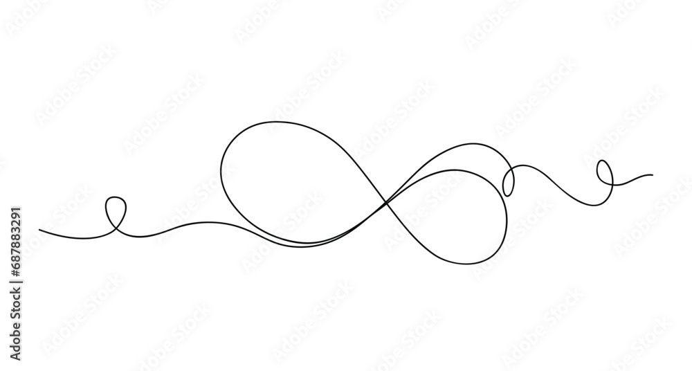 Continuous one line art infinity limitless isolated vector illustration. Continuous one line art infinity limitless isolated vector illustration.