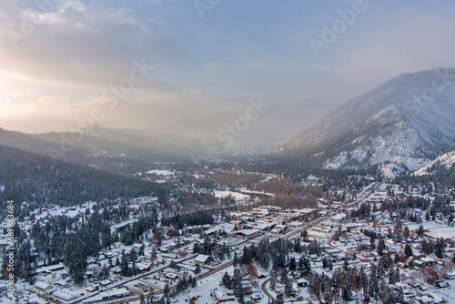 Leavenworth, Washington at sunrise in December