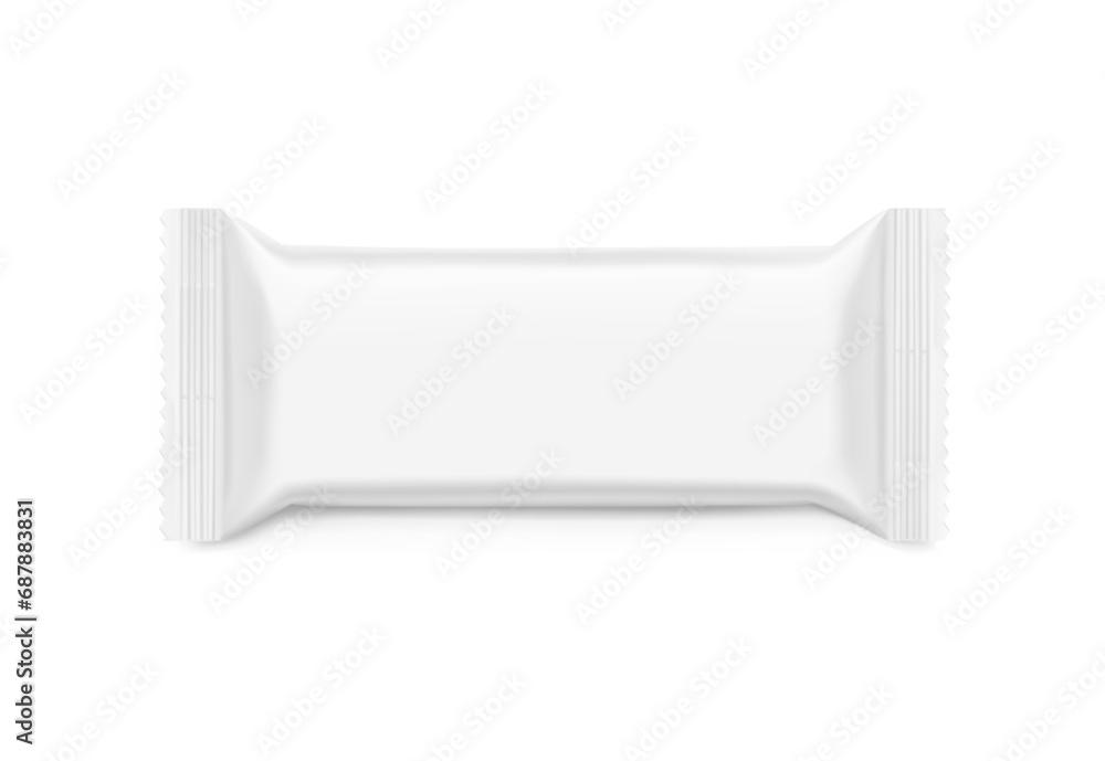 Realistic layouts of flow packaging for bars, candies, waffles. Flat lay view. Vector illustration on white background. Easy to use for presentation your product, idea, design. EPS10. Realistic layouts of flow packaging for bars, candies, waffles. Flat lay view. Vector illustration on white background. Easy to use for presentation your product, idea, design. EPS10.