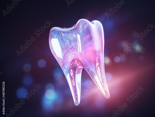Futuristic tooth.Concept of new technologies in dental treatment. Generative AI. photo