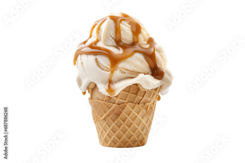 Caramel Cascade  Savoring the Delight of Swirl Ice Cream isolated on transparent background
