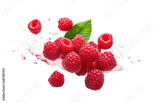 Splash of Flavor  The Artful Descent of Raspberries in Water isolated on transparent background