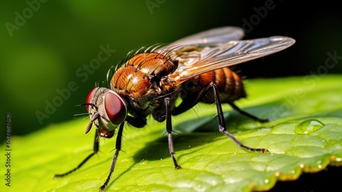 Close-up of fly on leaf,Wouri,Cameroon.   © 3D Station
