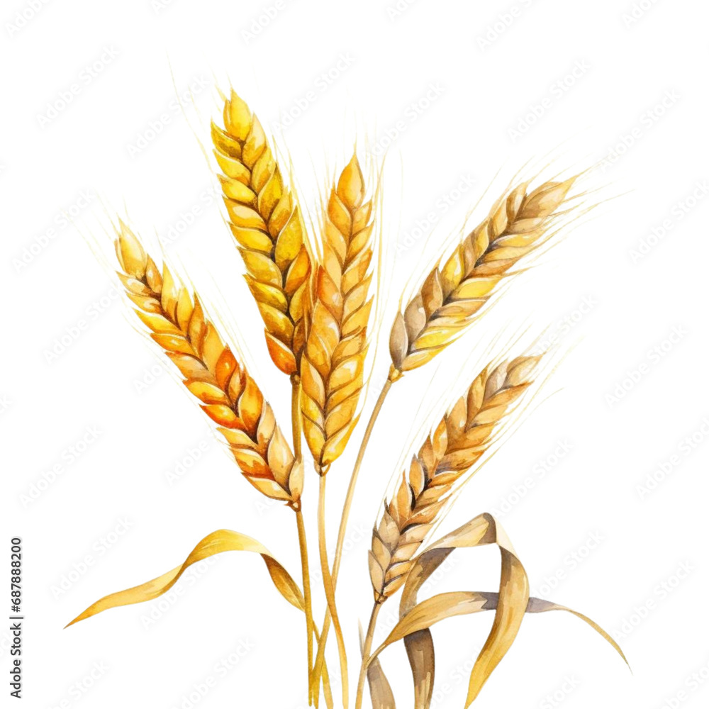 Watercolor Ears of wheat, cut out on white background Watercolor Ears of wheat, cut out on white background