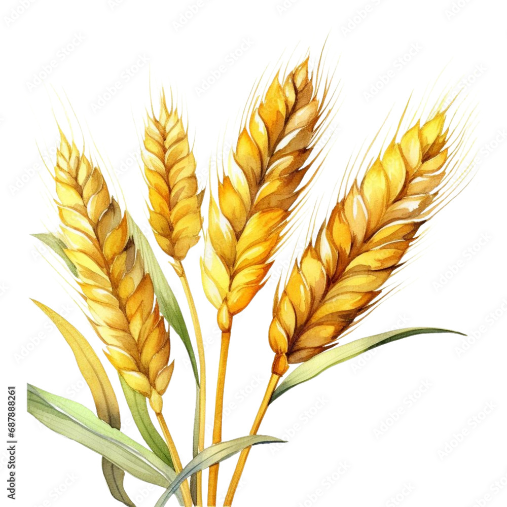 Watercolor Ears of wheat, cut out on white background Watercolor Ears of wheat, cut out on white background