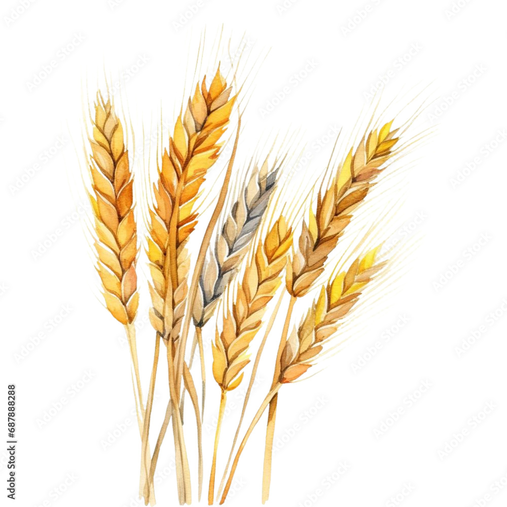Watercolor Ears of wheat, cut out on white background Watercolor Ears of wheat, cut out on white background