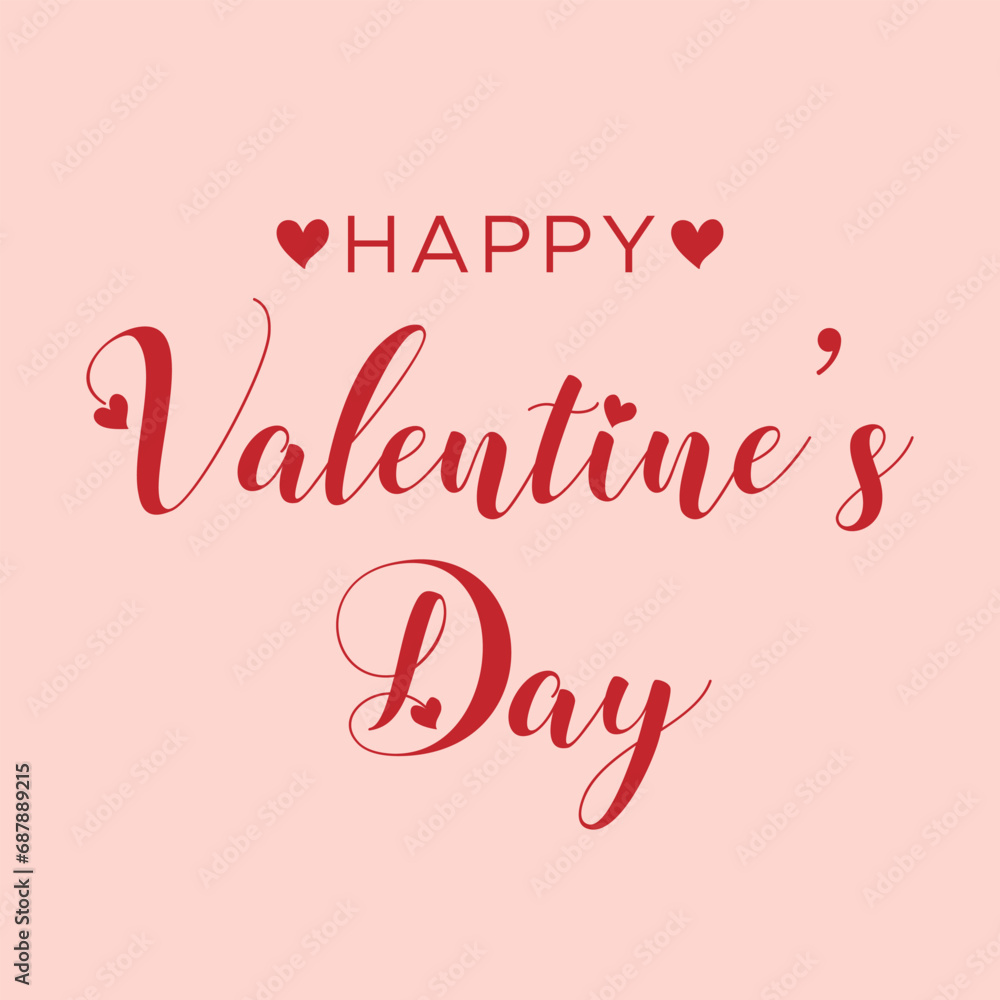 Happy Valentine's Day lettering, caption, inscription, for greeting card