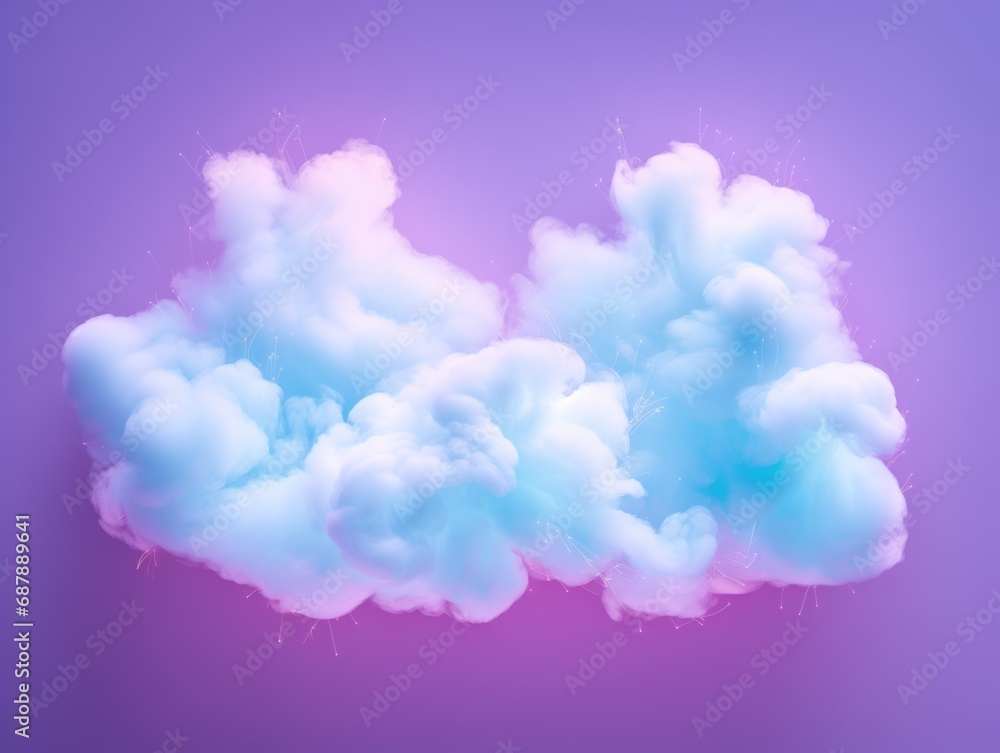 Cotton cloud against purple background. Soft, natural copy space. Ai generated image Cotton cloud against purple background. Soft, natural copy space. Ai generated image