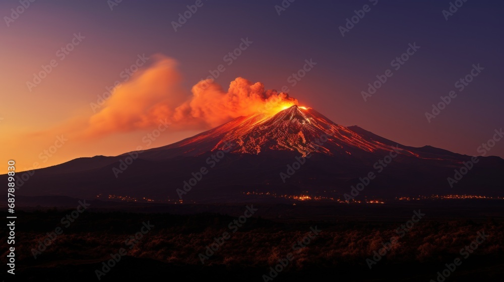 Fototapeta premium The Orange Glow of the Erta Ale Volcano.