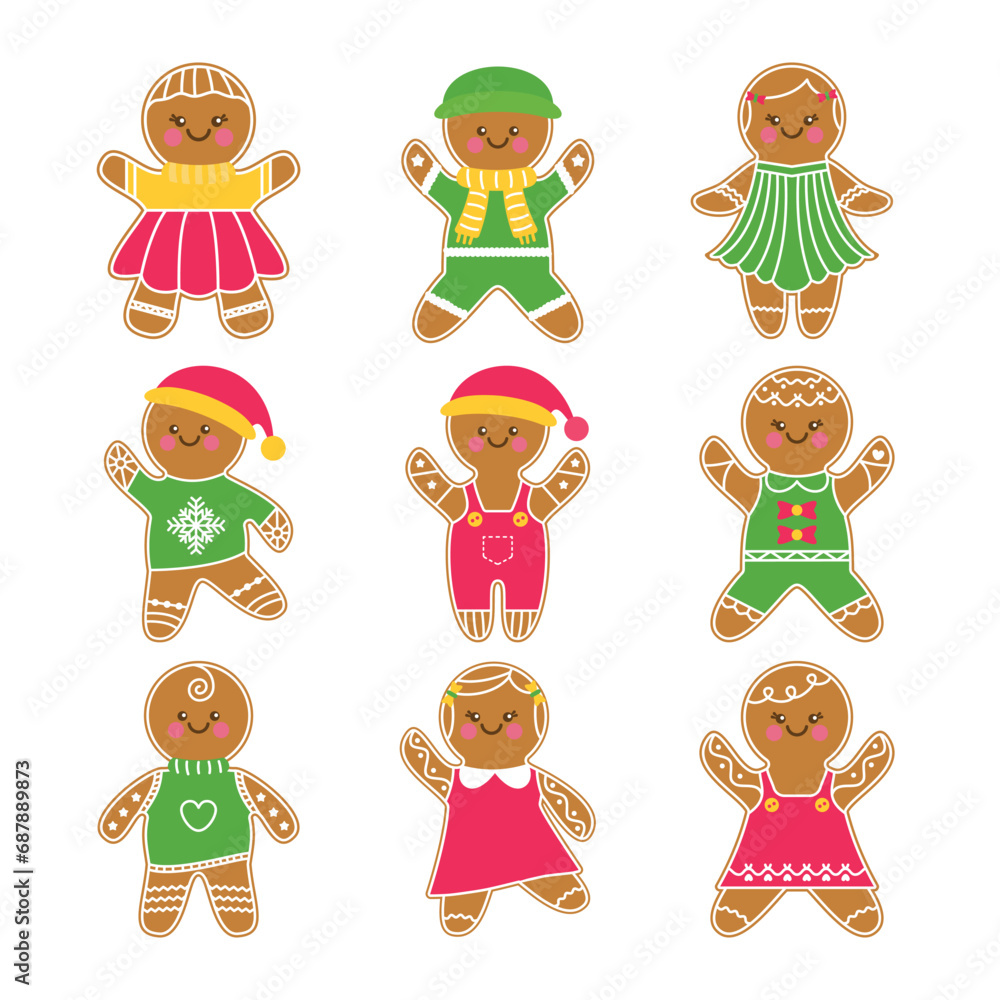 Fototapeta premium Set of gingerbread vector 