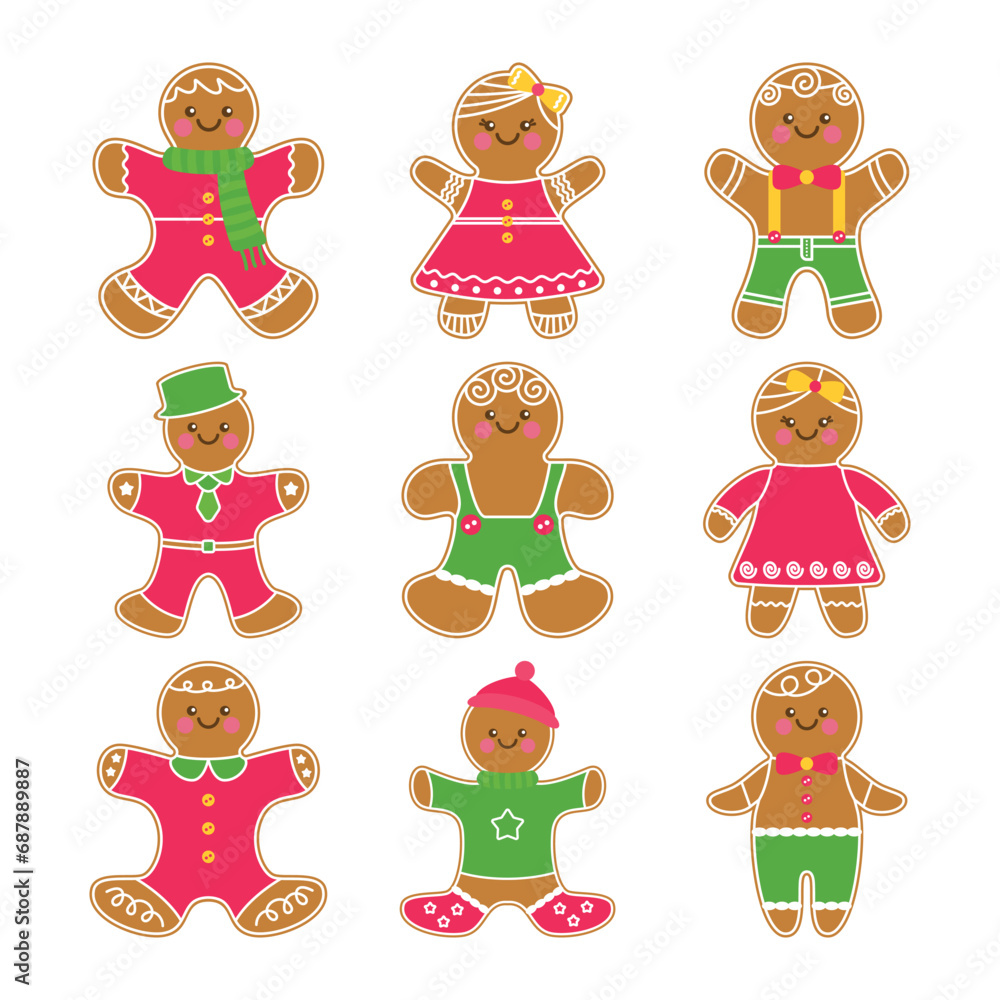 Fototapeta premium Set of gingerbread vector 
