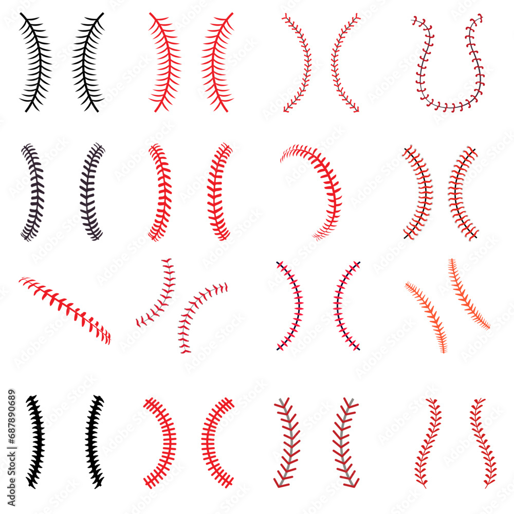 Fotografia Baseball Stitches icon vector set