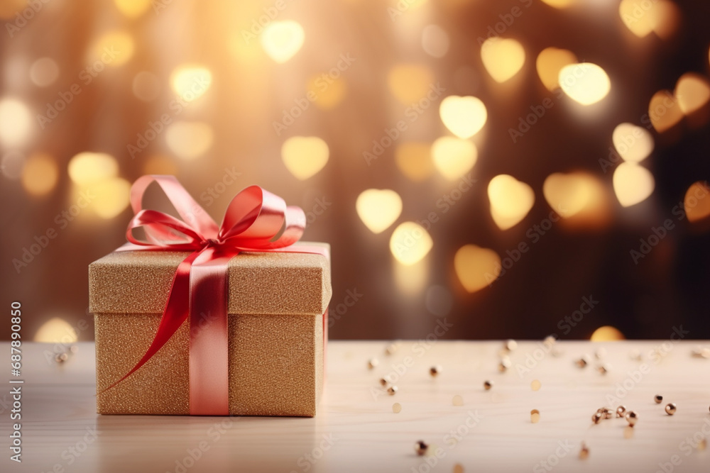 Gift box on bokeh background. Valentines day concept Valentine's day Generative ai Gift box on bokeh background. Valentines day concept Valentine's day Generative ai