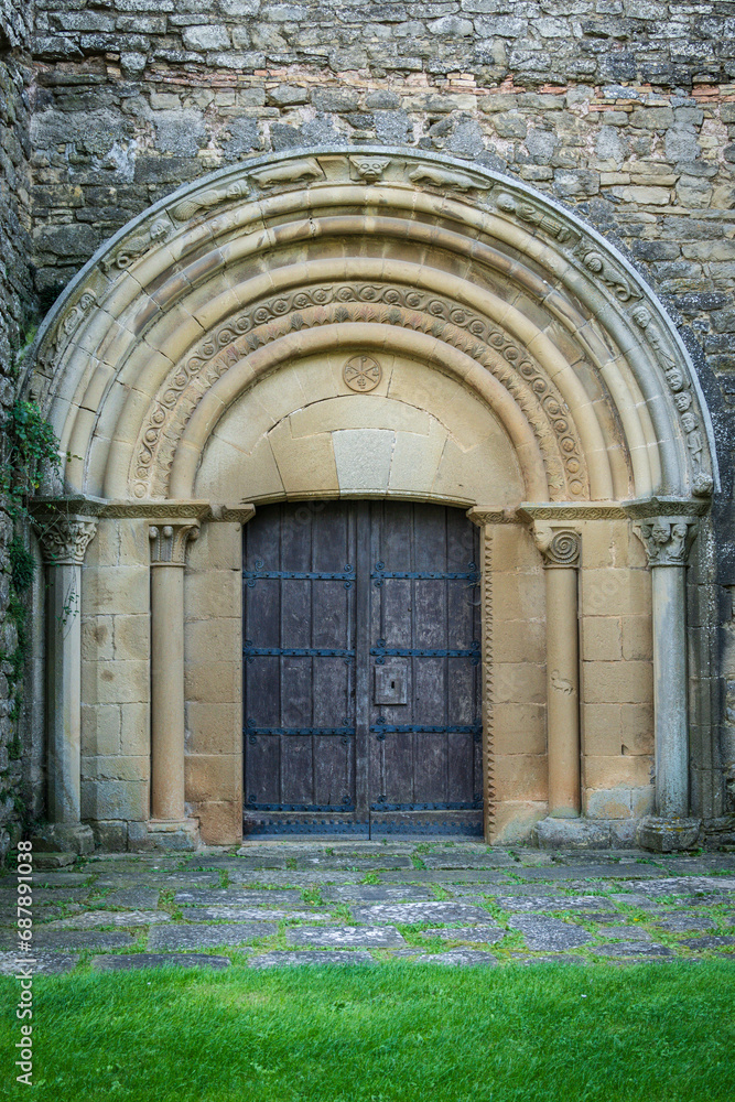 San Miguel de Olcoz Romanesque parish, Olcoz, Valdizarbe valley, Navarra, Spain