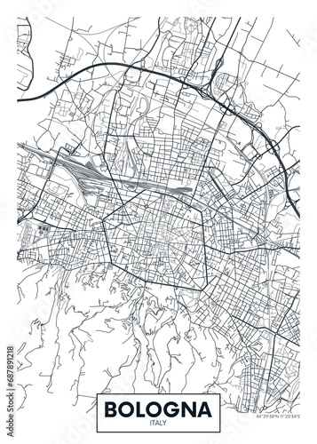City map Bologna, urban planning travel vector poster design photo