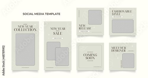Social media template banner blog fashion sale promotion. fully editable instagram and facebook square post frame puzzle organic sale poster. valentine & new year sale vector background