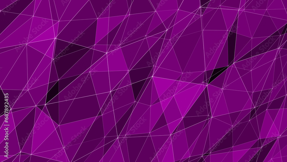 Lines and dots come together to form mesmerizing kaleidoscope of interconnected triangular shapes in abstract network of connectivity and geometric transformation Lines and dots come together to form mesmerizing kaleidoscope of interconnected triangular shapes in abstract network of connectivity and geometric transformation