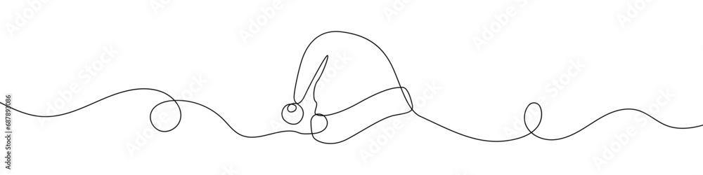 Continuous line drawing of santa hat. Santa hat continuous line icon. Continuous line drawing of santa hat. Santa hat continuous line icon.