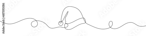 Continuous line drawing of santa hat. Santa hat continuous line icon.