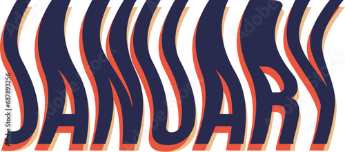 Groovy Retro January Calendar Headers
