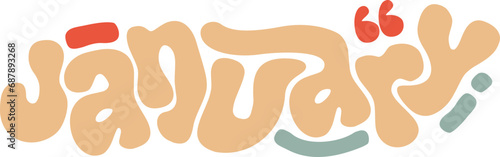 Groovy Retro January Calendar Headers