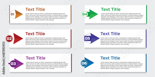 Vector 6 steps business infographic flowchart template for marketing vector