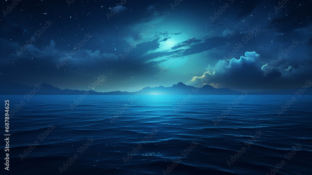 Fototapeta premium The sky and the sea at night Among the stars that shine brightly to be seen at night.
